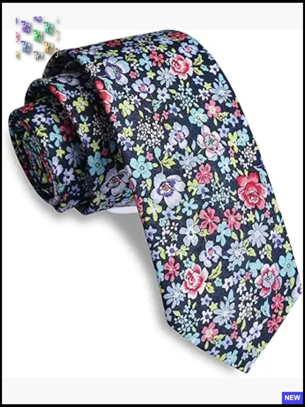 Floral Skinny Tie Slim Fit Cotton Wedding Party Elegant Minimal Classic